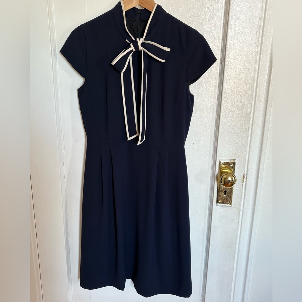 J Crew Tie-Neck Dress in 365 Crepe